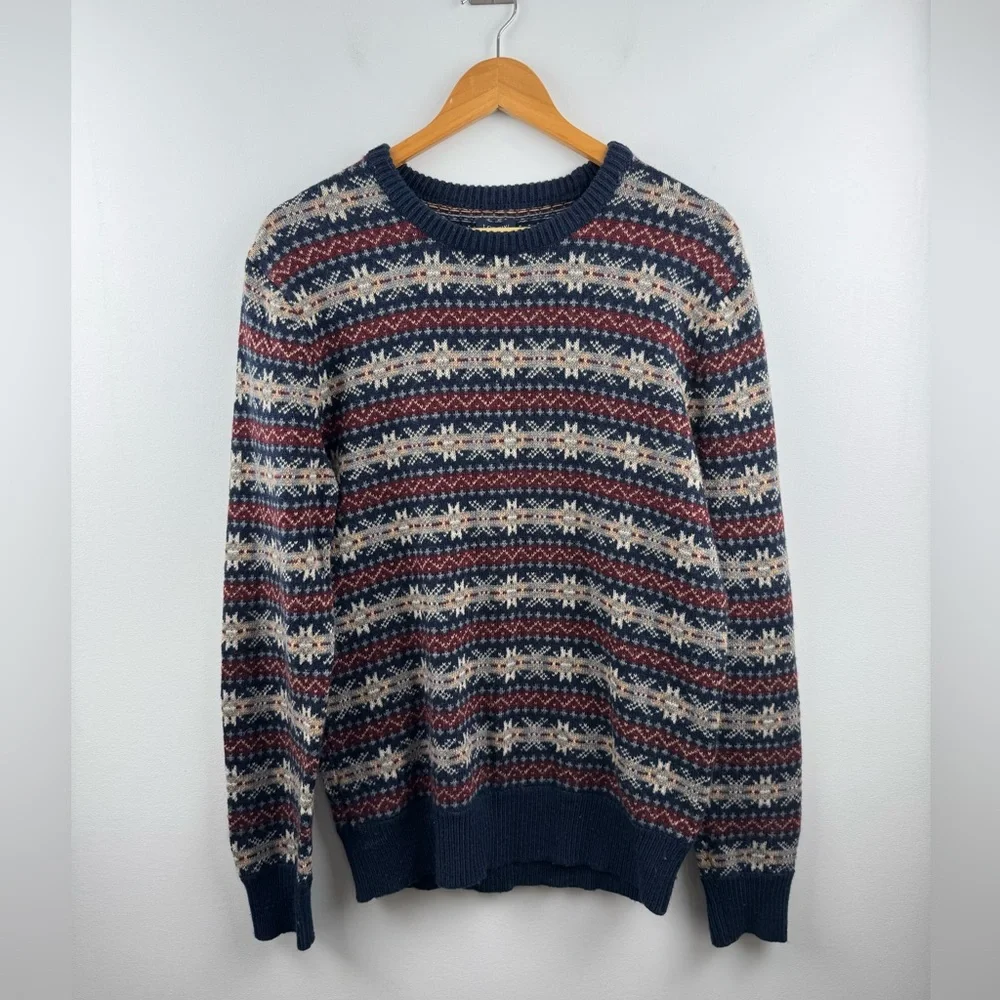 J.Crew Men Fair Isle Wool Fisherman‎ Sweater Size Small